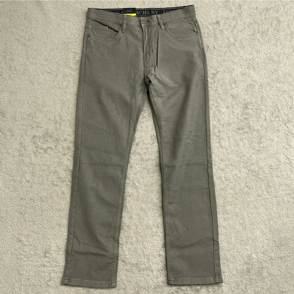 NEW Jachs NY Men's 32x32 Gray Straight Fit Flex Waistband 5-Pocket Pants